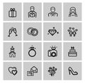 Vector black wedding icons set