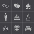 Vector black wedding icons set Royalty Free Stock Photo