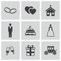 Vector black wedding icons set