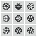 Vector black wheel disks icons set Royalty Free Stock Photo