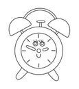 Vector black and white alarm clock icon. Back to school educational clipart. Cute outline illustration. Learning, education,