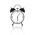 Vector black and white alarm clock icon