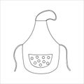 Vector black and white apron. Kitchen protective clothes icon isolated on white background. Cartoon style cooking equipment.