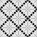 Vector Black And White Background Black Color Repeated Design Stars Repeated Geometrical Circle Repeated Vector Illustrations. Royalty Free Stock Photo