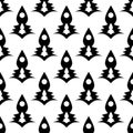 Vector Black And White Background Black Color Repeated Curvy Flower Vector Illustrations.