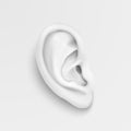 Vector black and white background with realistic human ear closeup.