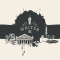 Vector banner on a writers theme in vintage style Royalty Free Stock Photo