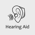 Vector Black and White Behind the Ear BTE Hearing Aid Service Icon Royalty Free Stock Photo