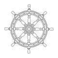 Vector black, white boat handwheel, ship wheel helm