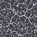 Vector black and white bracnhes painted texture. Seamless repeat pattern background. Great for wallpaper, cards, fabric Royalty Free Stock Photo