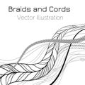 Vector Black and White Braids and Cords Waves Background Simple Ropes Template for Design Project Royalty Free Stock Photo