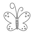 Vector black and white butterfly icon. Outline funny woodland, forest or garden insect coloring page. Cute bug illustration for Royalty Free Stock Photo