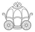 Vector black and white carriage icon isolated on white background. Medieval line chariot. Fairy tale king coach illustration or Royalty Free Stock Photo