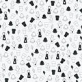 Vector black and white chef tools seamless pattern background