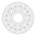 Vector black and white round autumn mandala with leaves - adult coloring book page