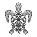 Vector black and white coloring turtle coloring doodle zentangle for adults and children. Patterned turtle shell with Royalty Free Stock Photo