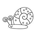 Vector black and white crawling snail icon. Outline funny woodland mollusk coloring page. Cute forest animalistic illustration for Royalty Free Stock Photo