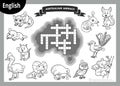 Vector black and white crossword in English. Cartoon animals of Australia Royalty Free Stock Photo