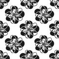 Vector black and white cut out style flowers seamless vector pattern background. Fun modern hand drawn floral Royalty Free Stock Photo