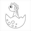 Vector black and white dinosaur nestling icon. Royalty Free Stock Photo