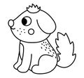 Vector black and white dog icon. Cute outline cartoon sitting pet illustration for kids. Farm or domestic animal isolated on white Royalty Free Stock Photo