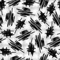 Vector black and white doodle seamlesss pattern background