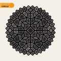 Vector Black and White Dotted Radial Tattoo Style Mandala Ornament