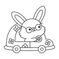 Vector black and white Easter bunny icon for kids. Cute kawaii rabbit illustration or coloring page. Funny cartoon hare character Royalty Free Stock Photo