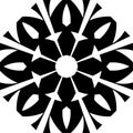 Vector Black and white flowered abstract geometrical mandala pattern. Royalty Free Stock Photo