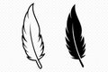 Vector Black and White Fluffy Feather Logo Icons. Silhouette Feather Set Closeup Isolated. Design Template of Flamingo Royalty Free Stock Photo