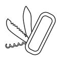 Vector black and white folding knife icon