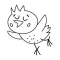 Vector black and white funny chick icon. Outline spring, Easter or farm little bird illustration or coloring page. Cute just Royalty Free Stock Photo