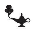 Vector black and white genie magic aladdin lamp Royalty Free Stock Photo