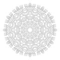 Vector black and white geometric abstract floral lacy mandala - adult coloring book page