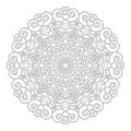 Vector black and white geometric floral mandala with spirals - adult coloring book page