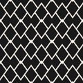 Vector black and white geometric line texture. Seamless pattern with diamonds, lattice Royalty Free Stock Photo