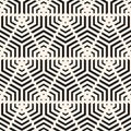 Vector black and white geometric seamless pattern with halftone lines, triangles, arrows. Abstract monochrome background. Elegant Royalty Free Stock Photo