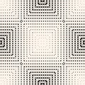 Vector black and white geometric seamless pattern with halftone square tiles Royalty Free Stock Photo