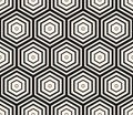 Vector black and white geometric seamless pattern with hexagons, halftone lines Royalty Free Stock Photo