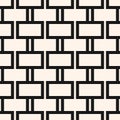 Vector black and white geometric seamless pattern with lines, brick wall texture Royalty Free Stock Photo