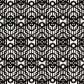 Vector black and white geometric seamless pattern with lines, grid, lattice, hexagons, rhombuses, repeat tiles. Abstract linear Royalty Free Stock Photo