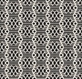 Vector black and white geometric seamless pattern with lines, grid, lattice, net, hexagons, repeat tiles. Abstract monochrome Royalty Free Stock Photo