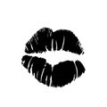 Vector black and white girls lipstick kiss mark print on white background Royalty Free Stock Photo