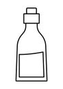 Vector black and white glass bottle with milk isolated on white background. Healthy drink line icon. Dairy product illustration. Royalty Free Stock Photo