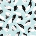 Vector black and white green mint artistic fern leaves print seamless pattern. Suitable for fabric, wallpaper and gift
