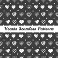 Vector black and white hand drawn hearts St