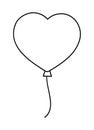Vector black and white heart shaped balloon. Cute Saint ValentineÃ¢â¬â¢s day symbol isolated on white background. Playful love Royalty Free Stock Photo