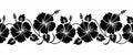 Vector black and white Hibiscus flower border design