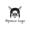 Vector black and white illustration of a alpaca in minimalist style. Can be used for logo and print on any background