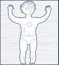 Vector black and white illustration of nude male, Adam concept.